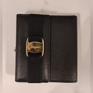 EUC Salvatore Ferragamo Wallet -  Black Compact Textured Leather